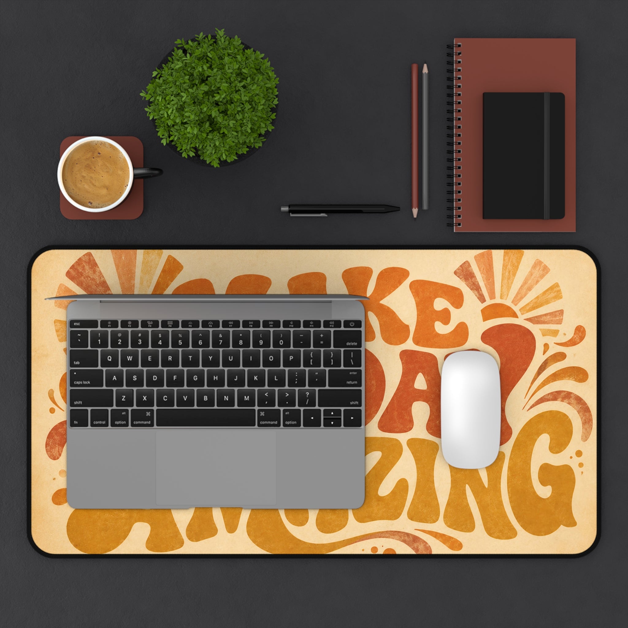 Retro Motivational Desk Mat "Make Today Amazing" Vintage Art Print Productivity Workspace Decor