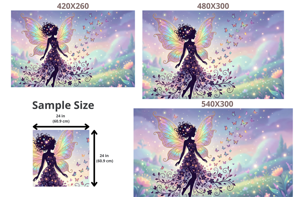 Fairy Silhouette Wall Mural Pastel Purple Butterfly Rainbow Wings Girls Room Peel and Stick Wallpaper
