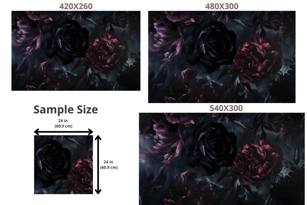 Dark Floral Wallpaper Wall Mural | Moody Gothic Black Rose Peony Design