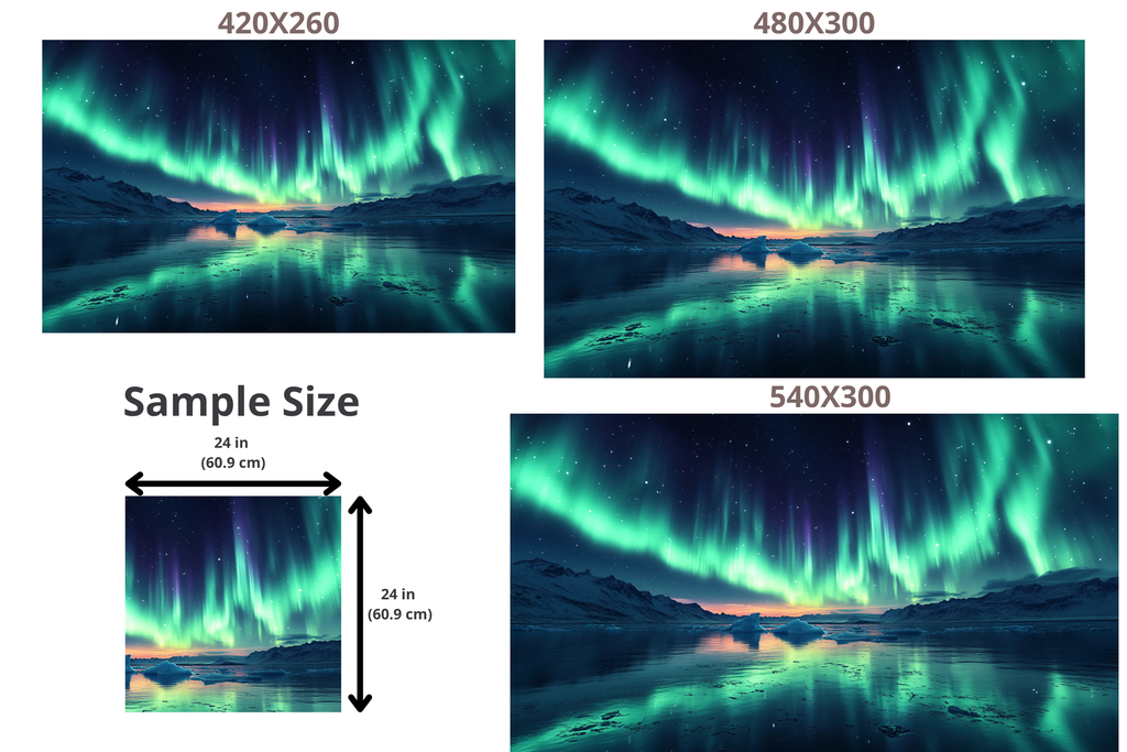 Northern Lights Wall Mural Aurora Borealis Icy Lake Landscape Peel and Stick Wallpaper
