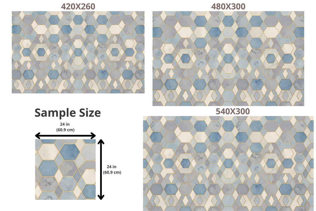 Art Deco Geometric Wallpaper | Blue Gold Hexagon Marble Pattern Design