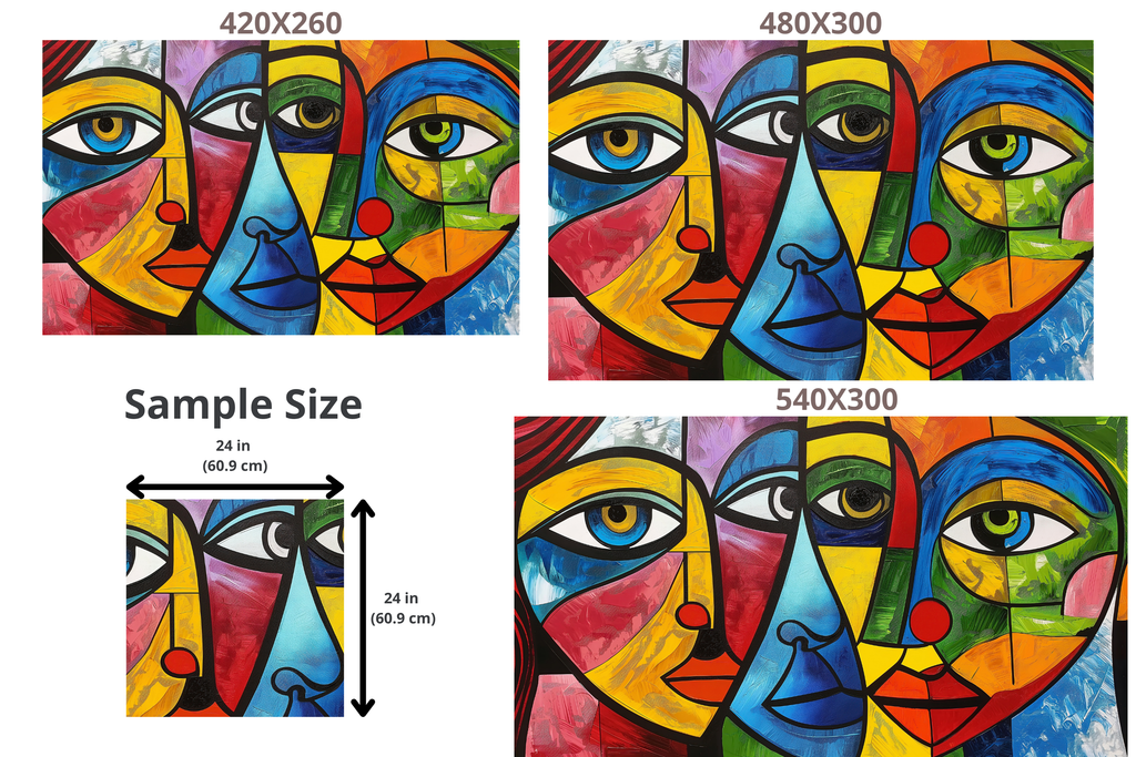 Abstract Face Wallpaper Mural | Colorful Cubist Portrait Wall Art