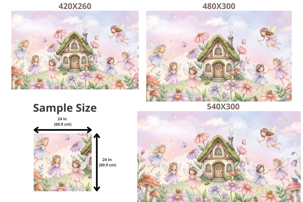 Fairy Garden Wall Mural Watercolour Nursery Peel and Stick Wallpaper