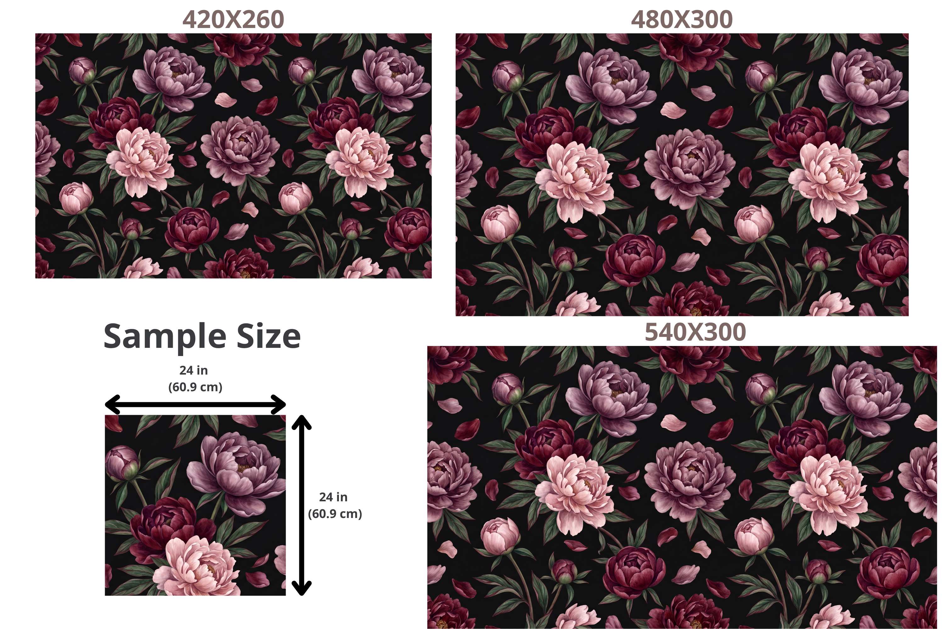 Dark Floral Peony Wallpaper Black Burgundy Gothic Peel and Stick