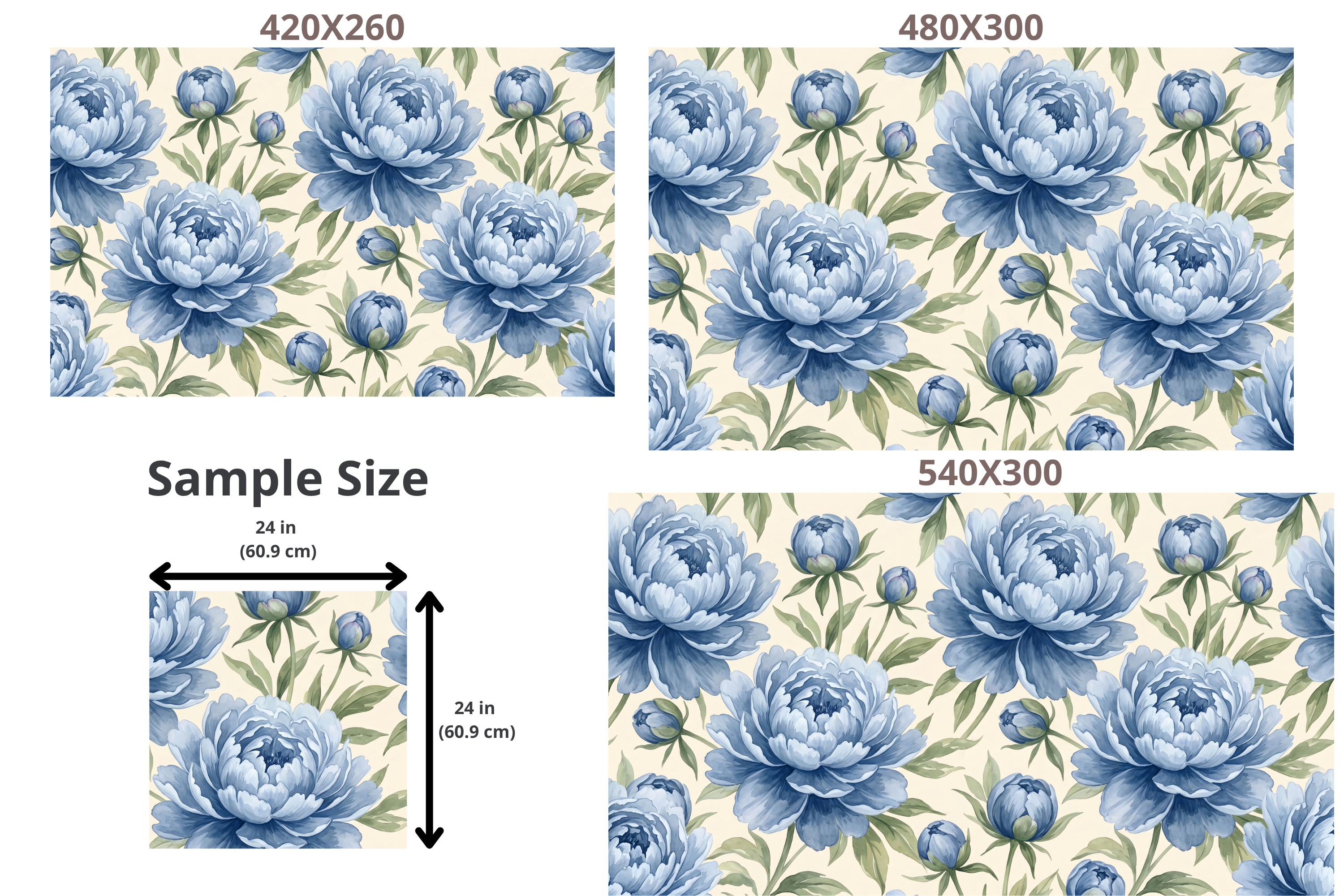 Blue Peony Wallpaper Floral Watercolour Chinoiserie Peel and Stick