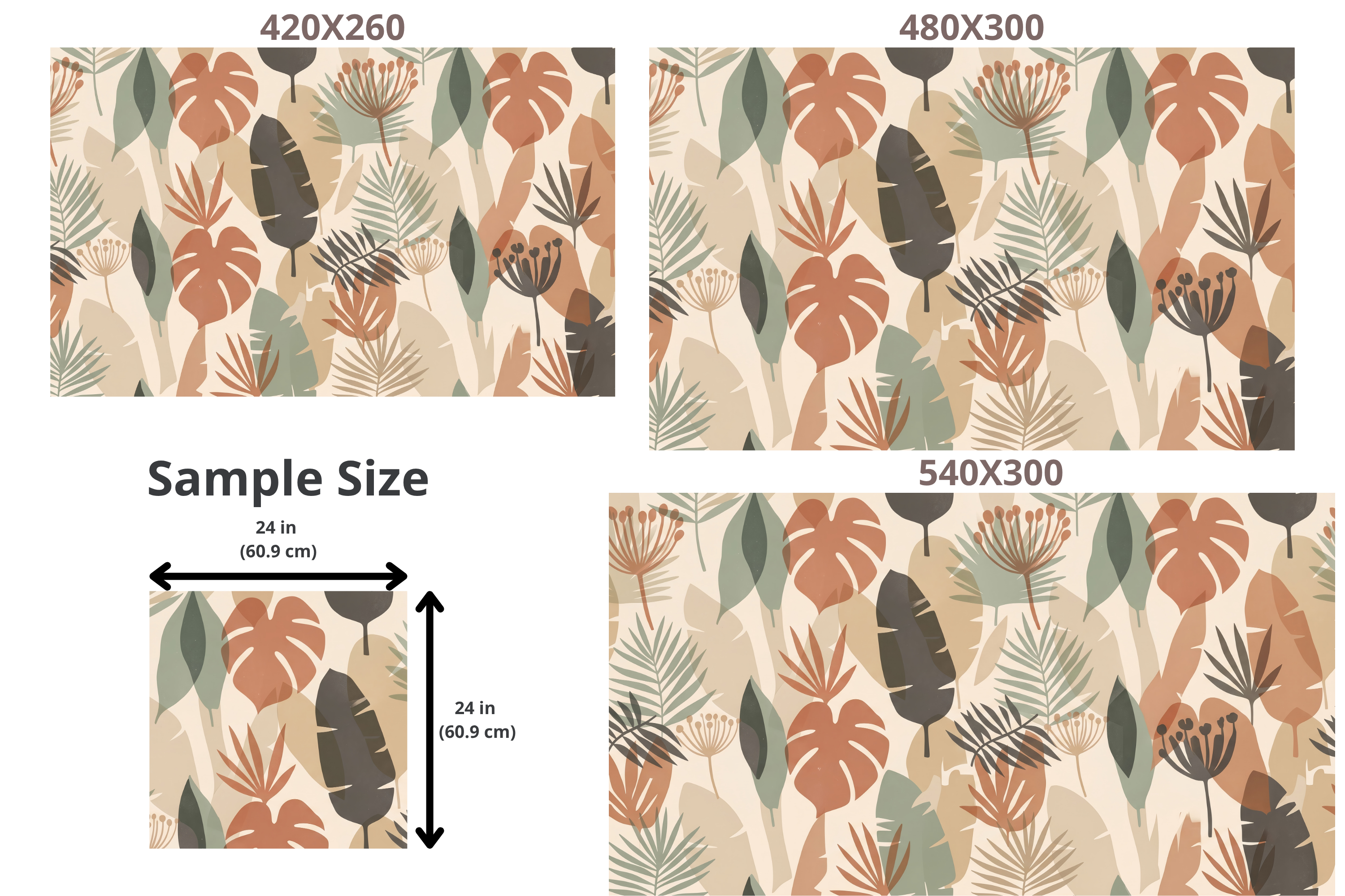 Boho Tropical Leaf Wallpaper Terracotta Sage Neutral Peel and Stick