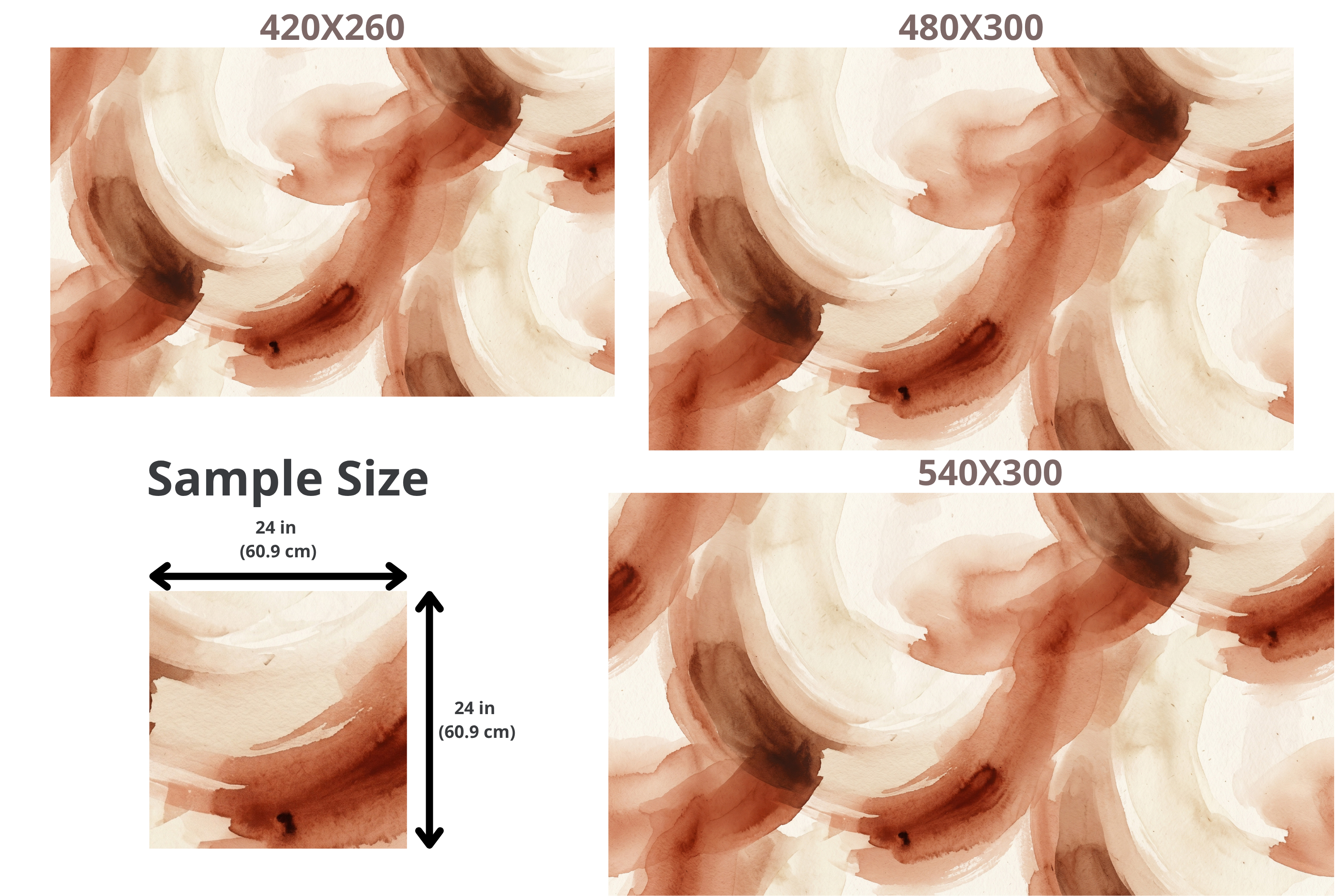Terracotta Abstract Watercolor Swirl Wallpaper | Earthy Boho Wall Mural