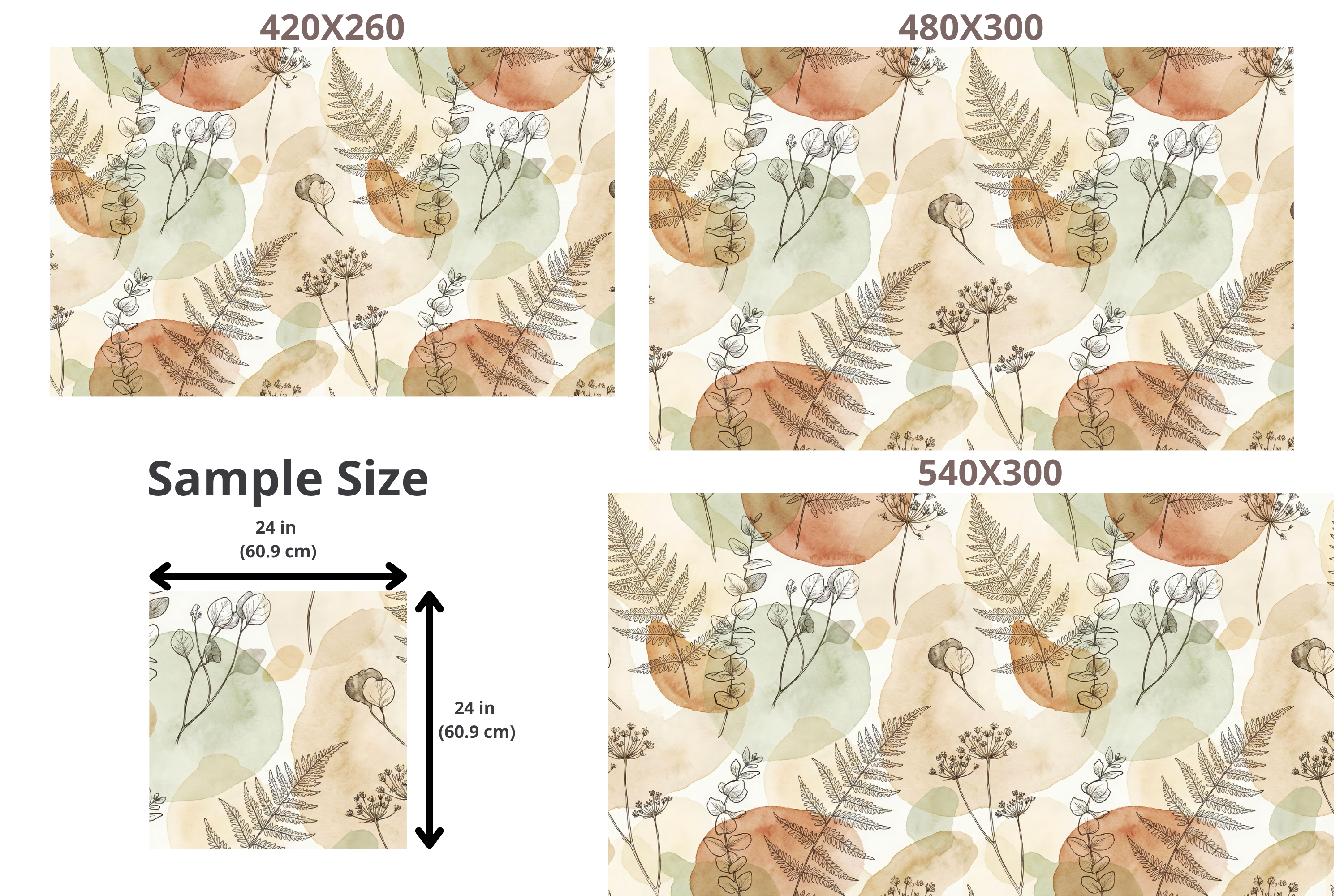 Botanical Wallpaper | Sage Green Boho Watercolour Fern Eucalyptus Design