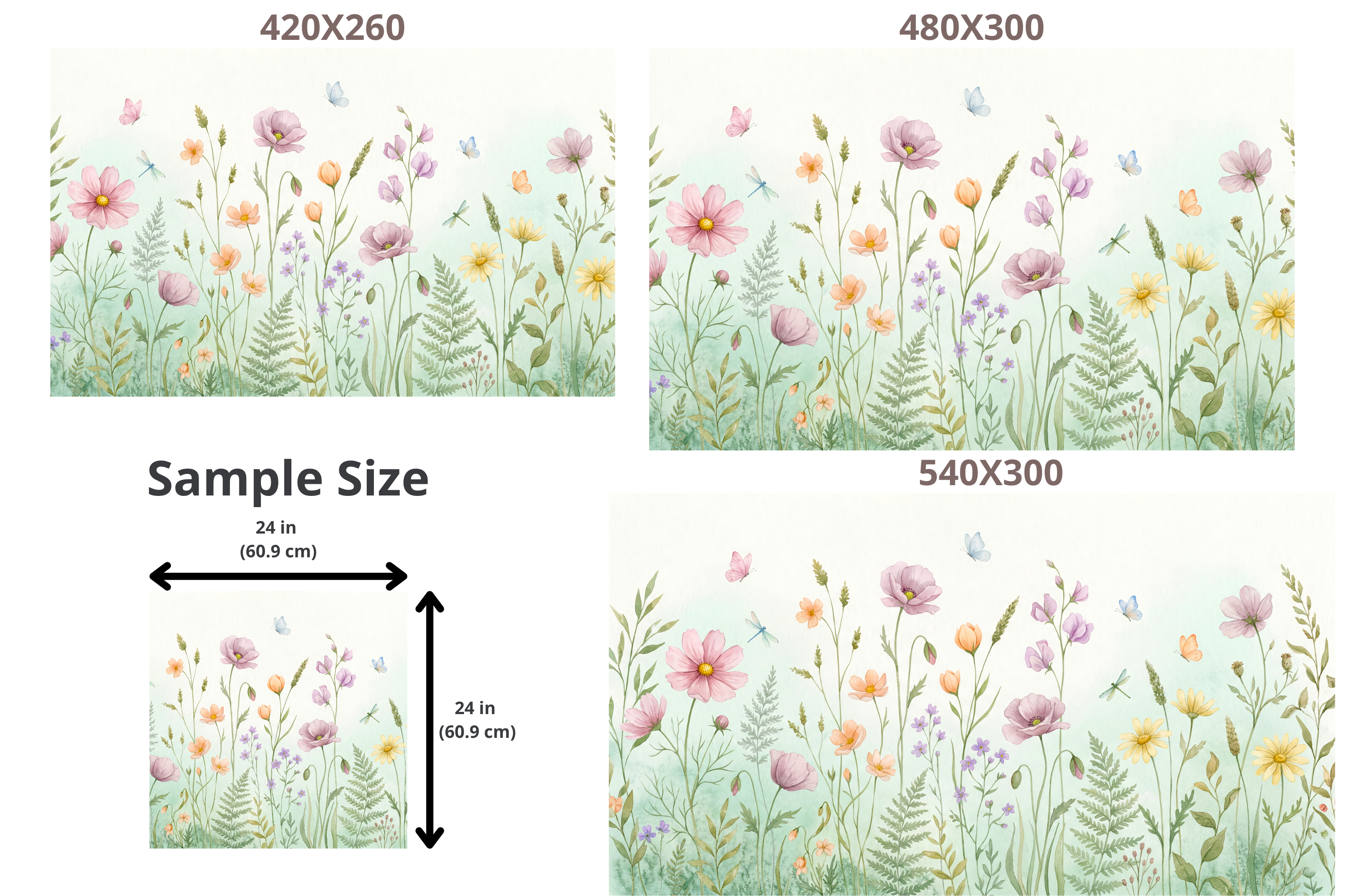 Wildflower Meadow Wall Mural | Watercolour Pastel Floral Peel and Stick Nursery Wallpaper