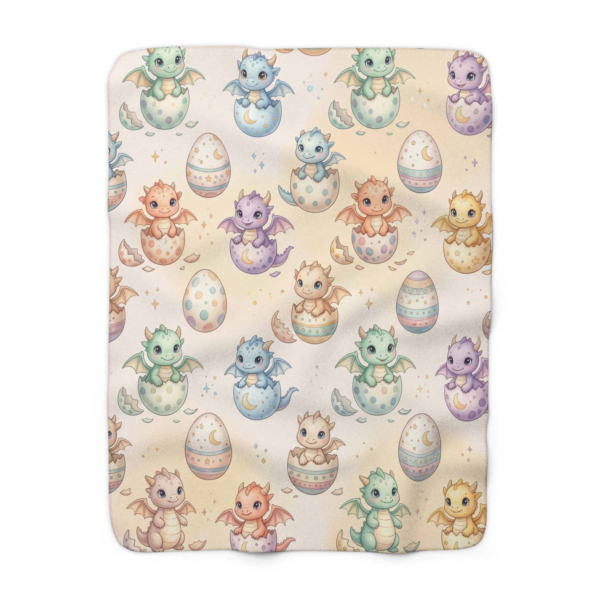 Pastel Hatching Baby Dragon Sherpa Fleece Blanket Fantasy Nursery Throw