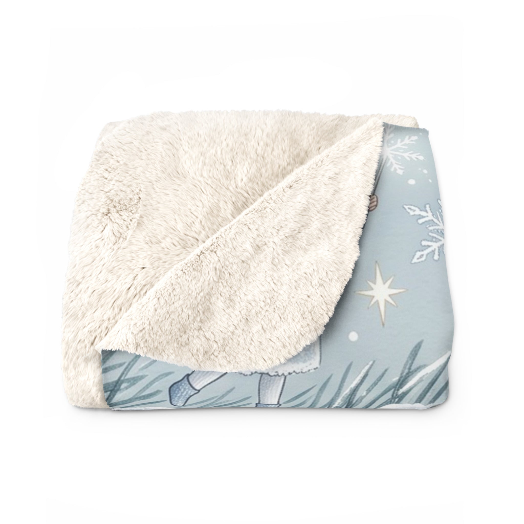 Winter Fairies & Snowflakes Sherpa Fleece Blanket Ethereal Holiday Throw