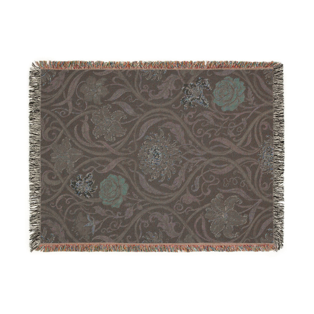 Art Nouveau Floral Woven Throw Blanket William Morris Style Tapestry