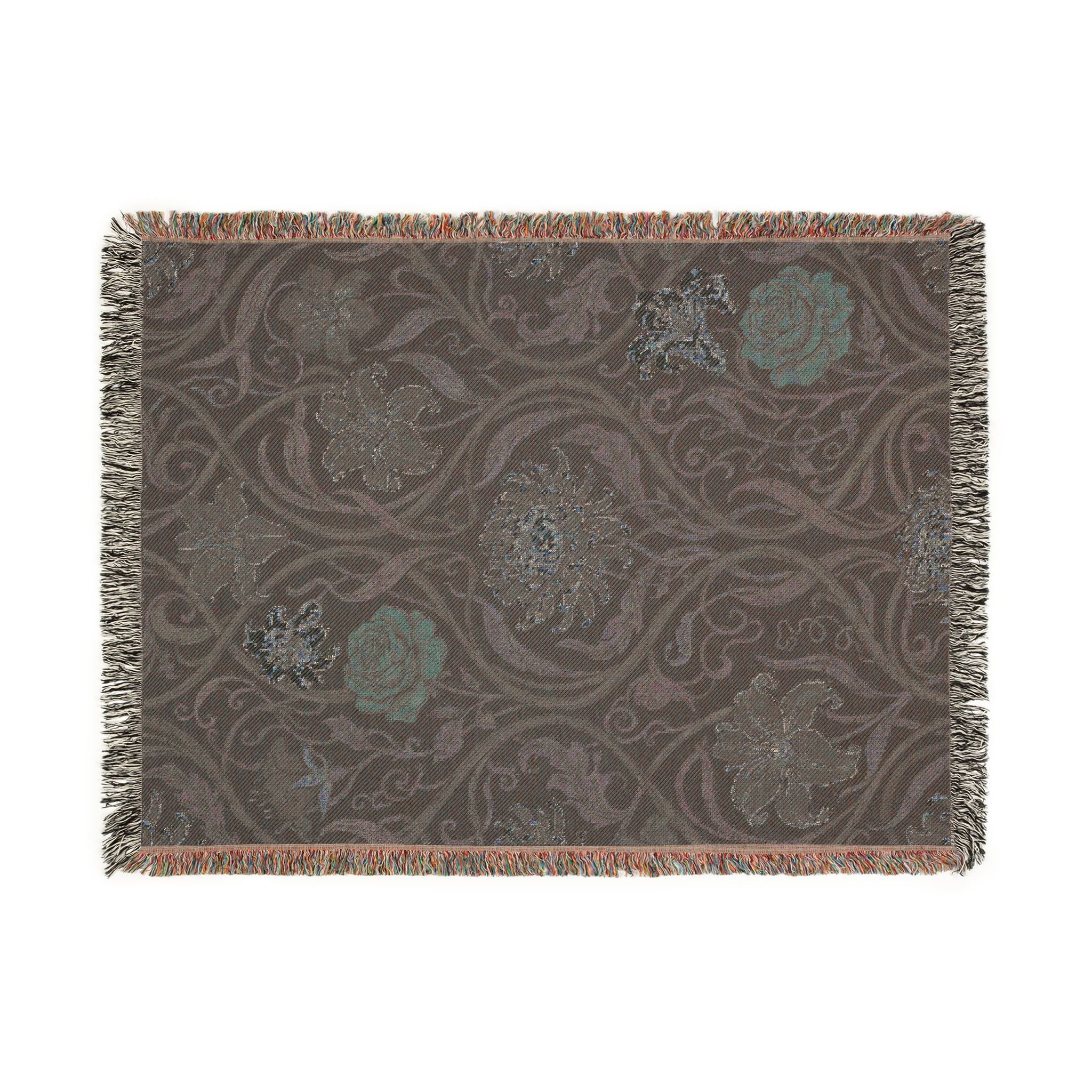 Art Nouveau Floral Woven Throw Blanket William Morris Style Tapestry