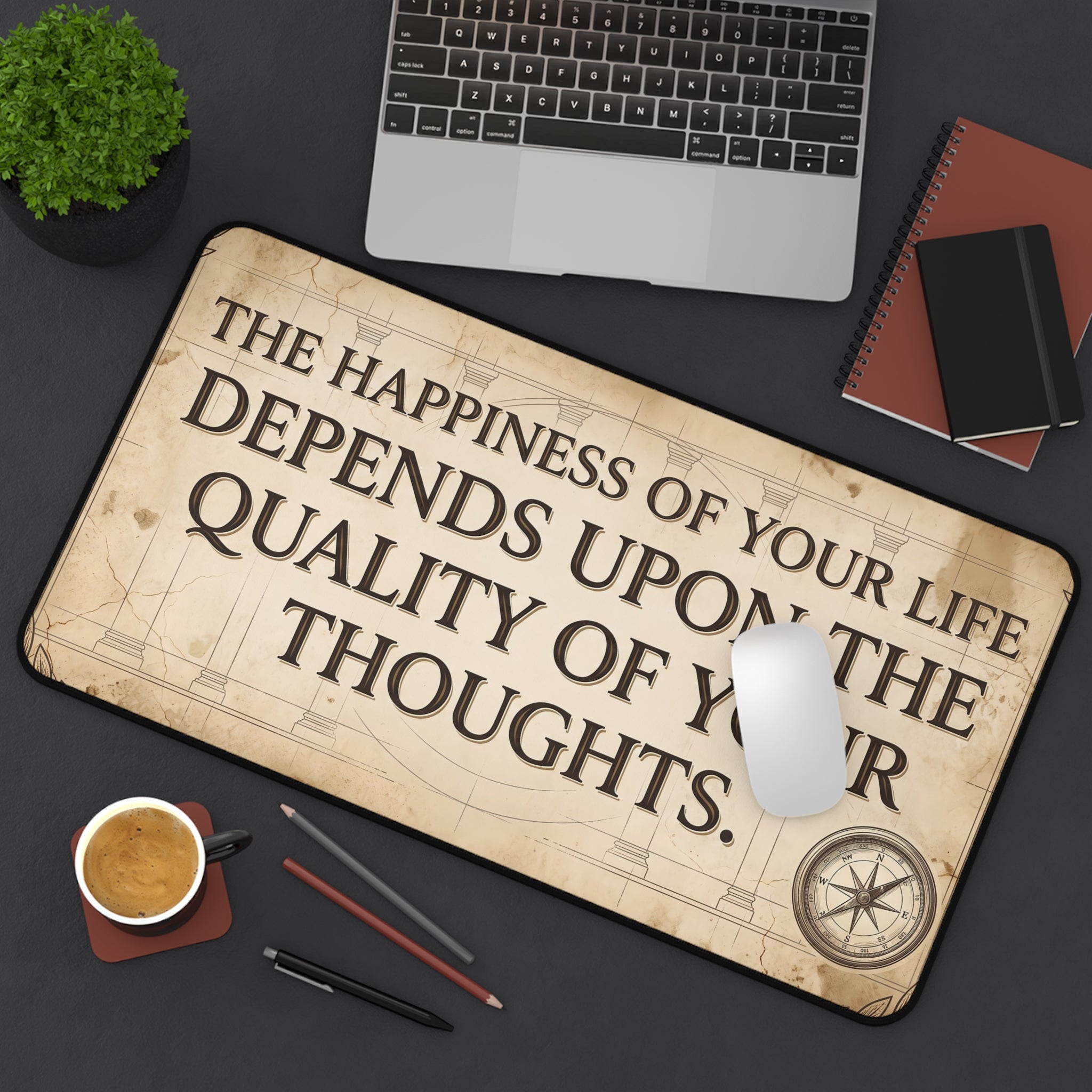 Vintage Stoic Quote Desk Mat Marcus Aurelius Dark Academia Art Office Pad