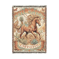 Vintage Western Wild Horse Woven Throw Blanket Southwestern Cowboy Tapestry