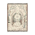 Nordic Folk Art Winter Forest Woven Throw Blanket Scandinavian Tapestry