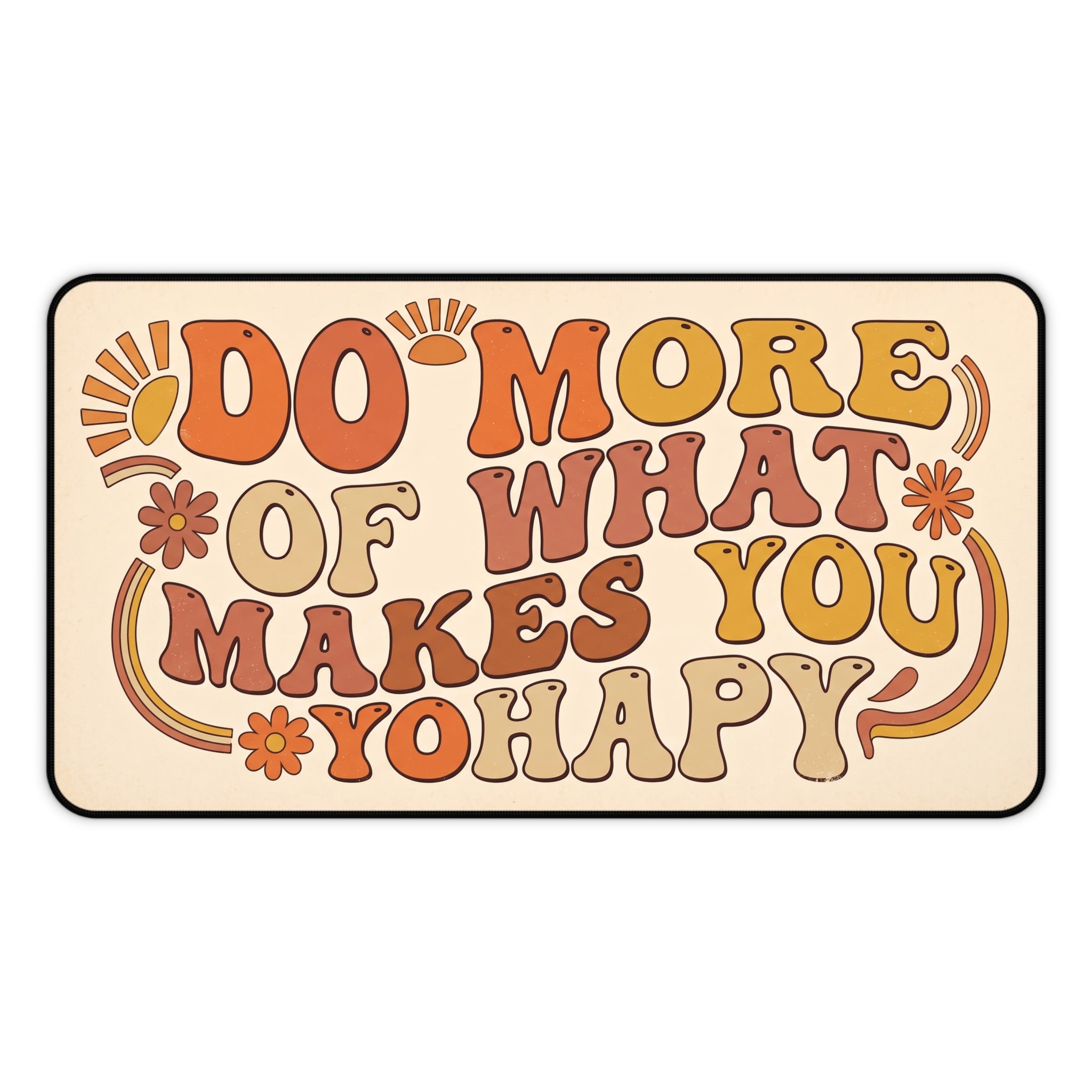 Groovy Retro Motivational Desk Mat 70s Vintage Typography Art Workspace Pad