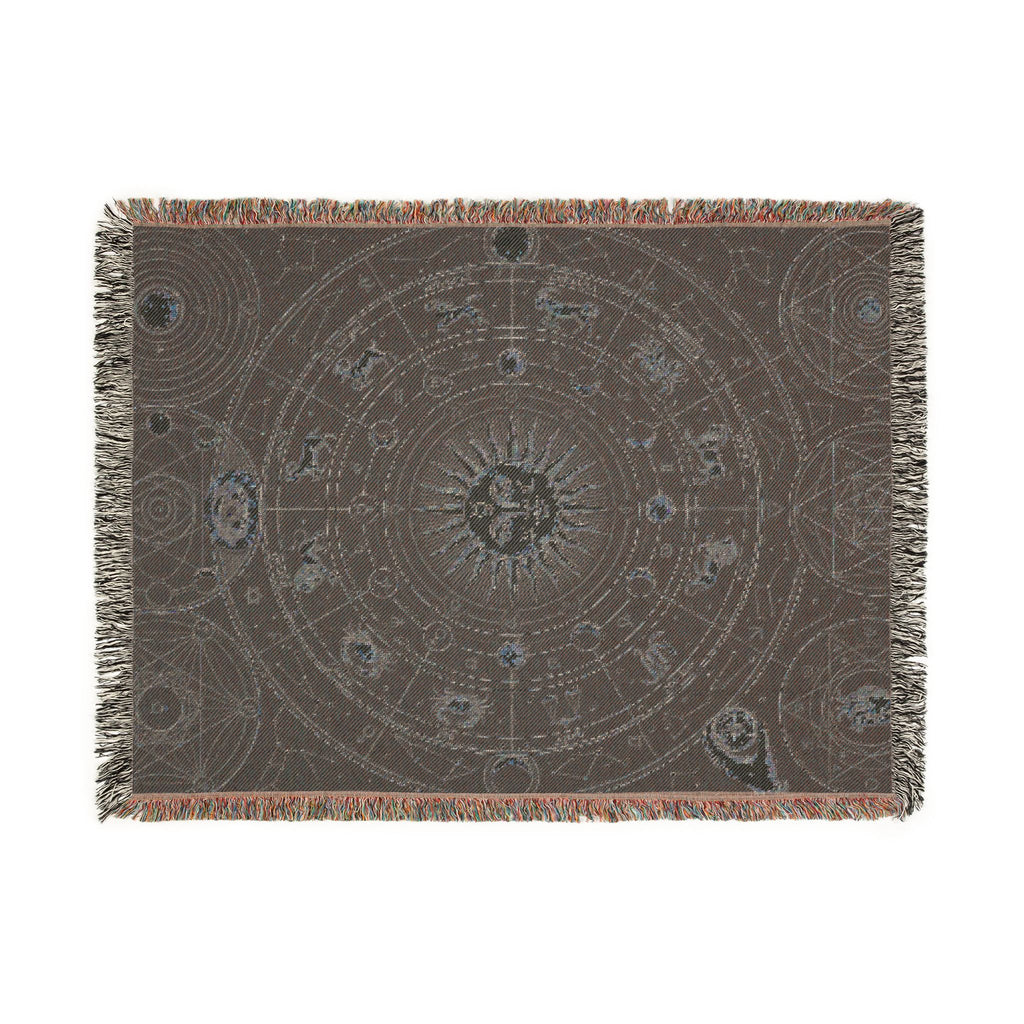 Vintage Esoteric Zodiac Woven Throw Blanket Sacred Geometry Tapestry