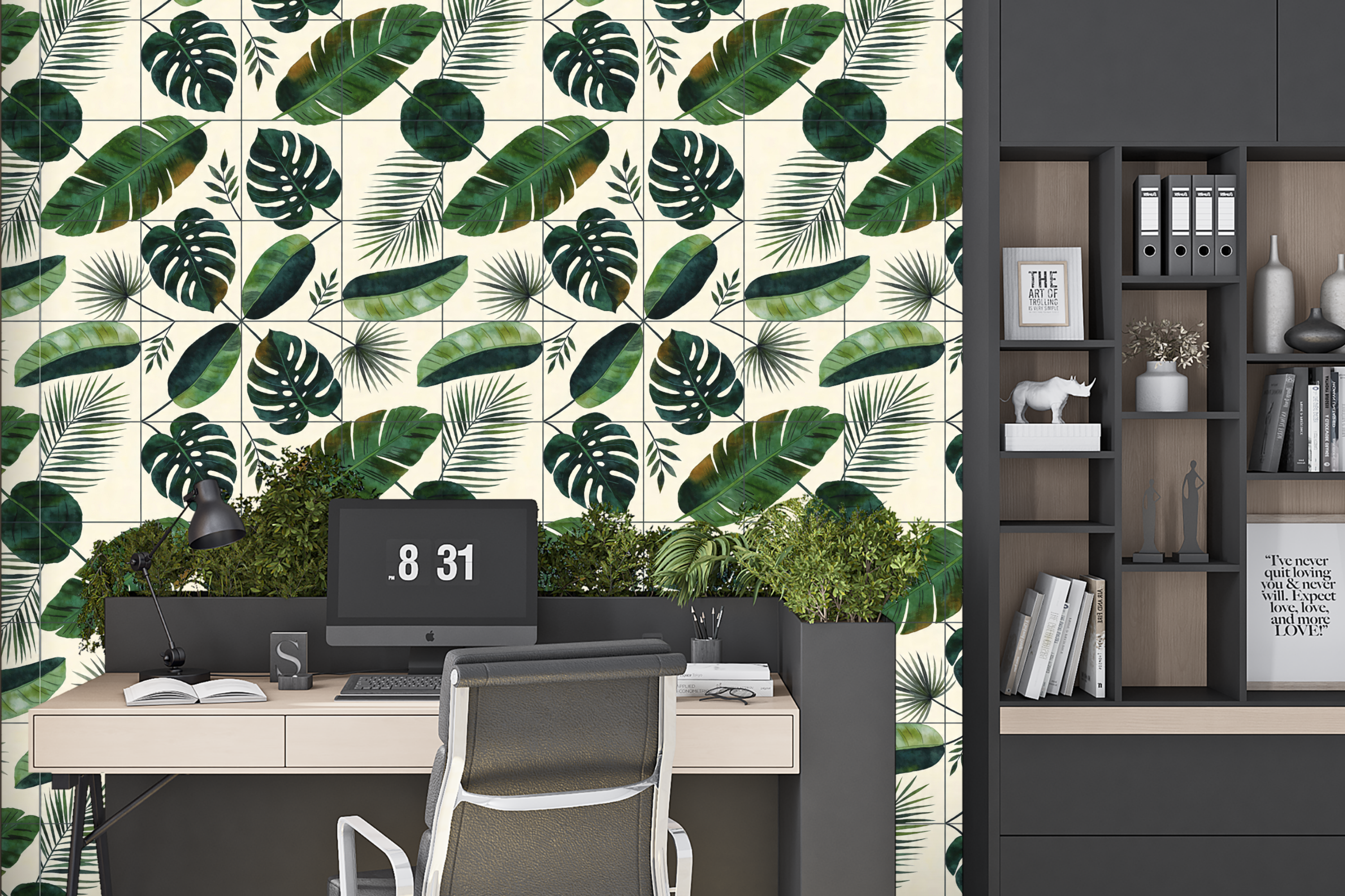 Tropical Leaf Wallpaper | Monstera & Palm Botanical Print