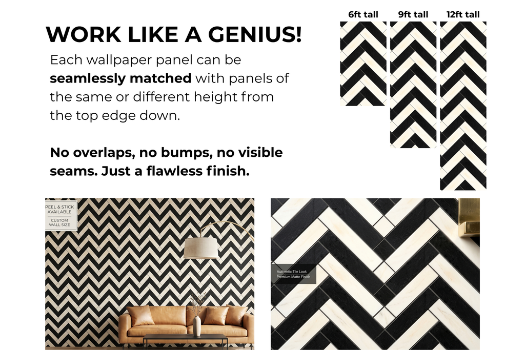 Black and White Herringbone Tile Wallpaper