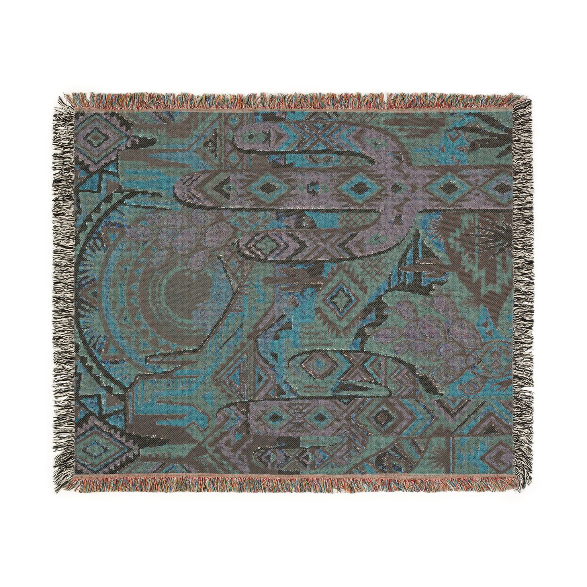 Southwestern Geometric Desert Woven Throw Blanket Boho Cactus Tapestry