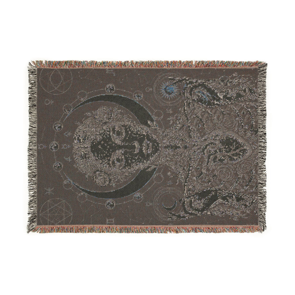 Mystical Celestial Goddess Woven Throw Blanket Dark Macabre Botanical Tapestry