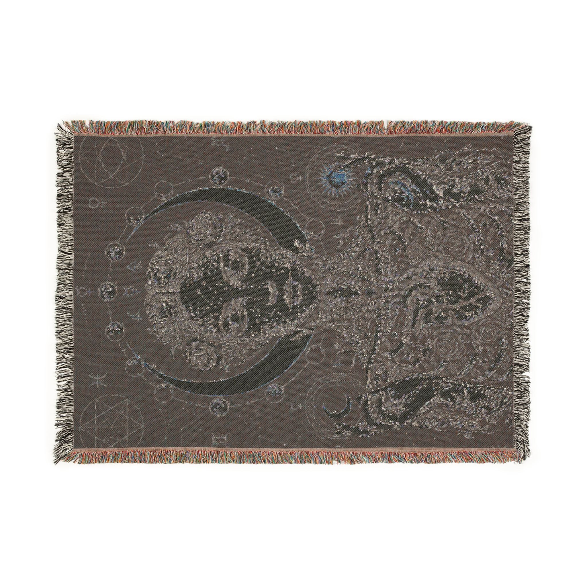 Mystical Celestial Goddess Woven Throw Blanket Dark Macabre Botanical Tapestry