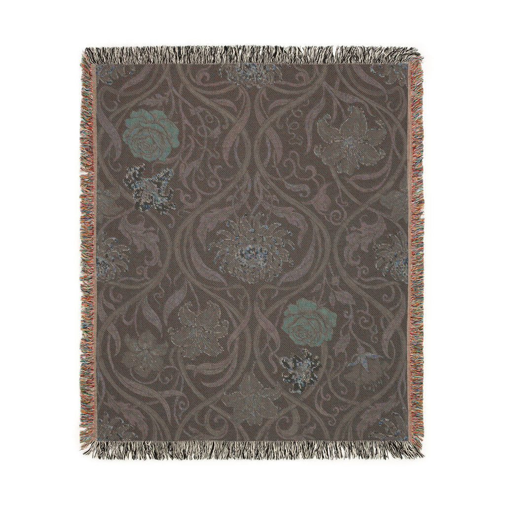 Art Nouveau Floral Woven Throw Blanket William Morris Style Tapestry