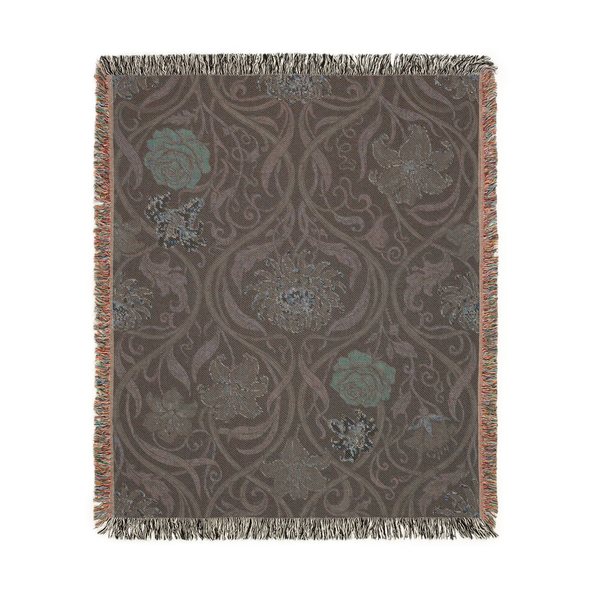 Art Nouveau Floral Woven Throw Blanket William Morris Style Tapestry