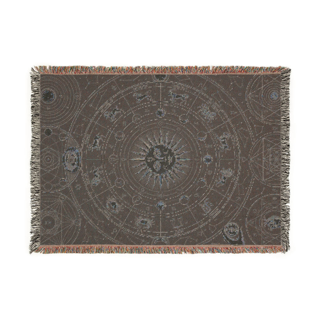 Vintage Esoteric Zodiac Woven Throw Blanket Sacred Geometry Tapestry