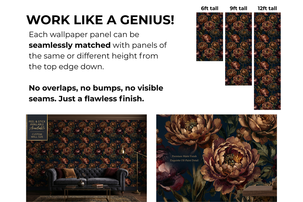 Moody Vintage Peony Wall Mural Dark Floral Wallpaper