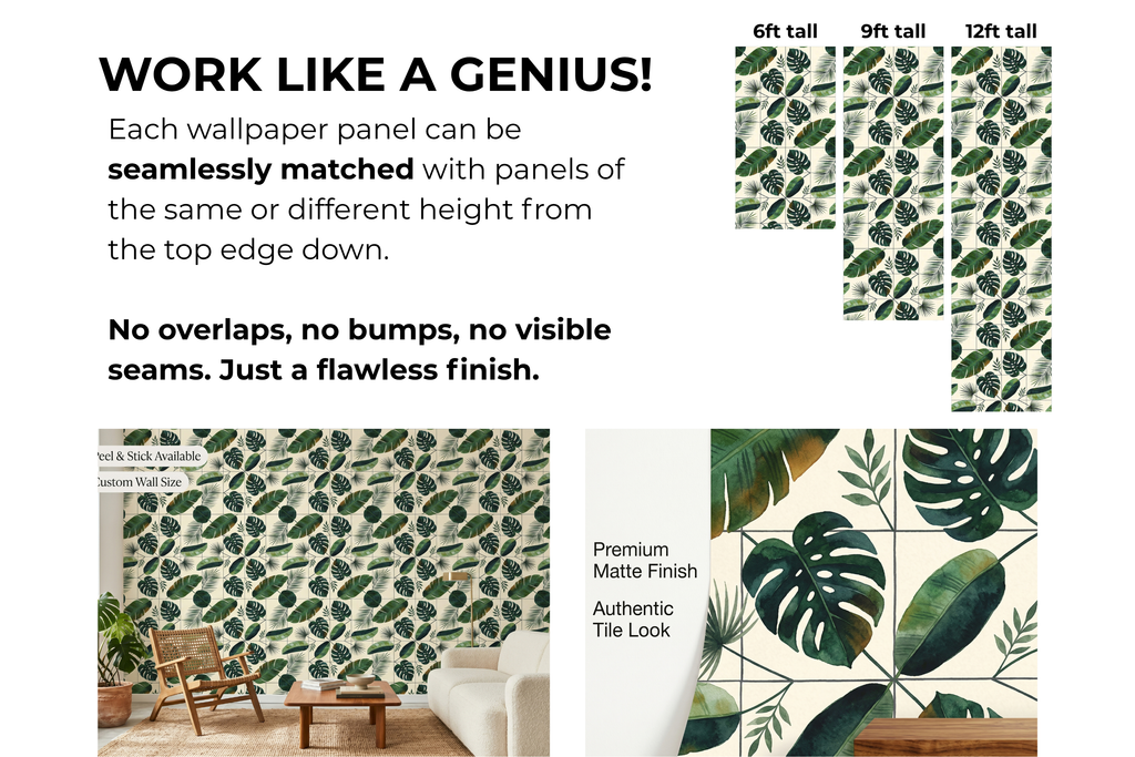 Tropical Leaf Wallpaper | Monstera & Palm Botanical Print