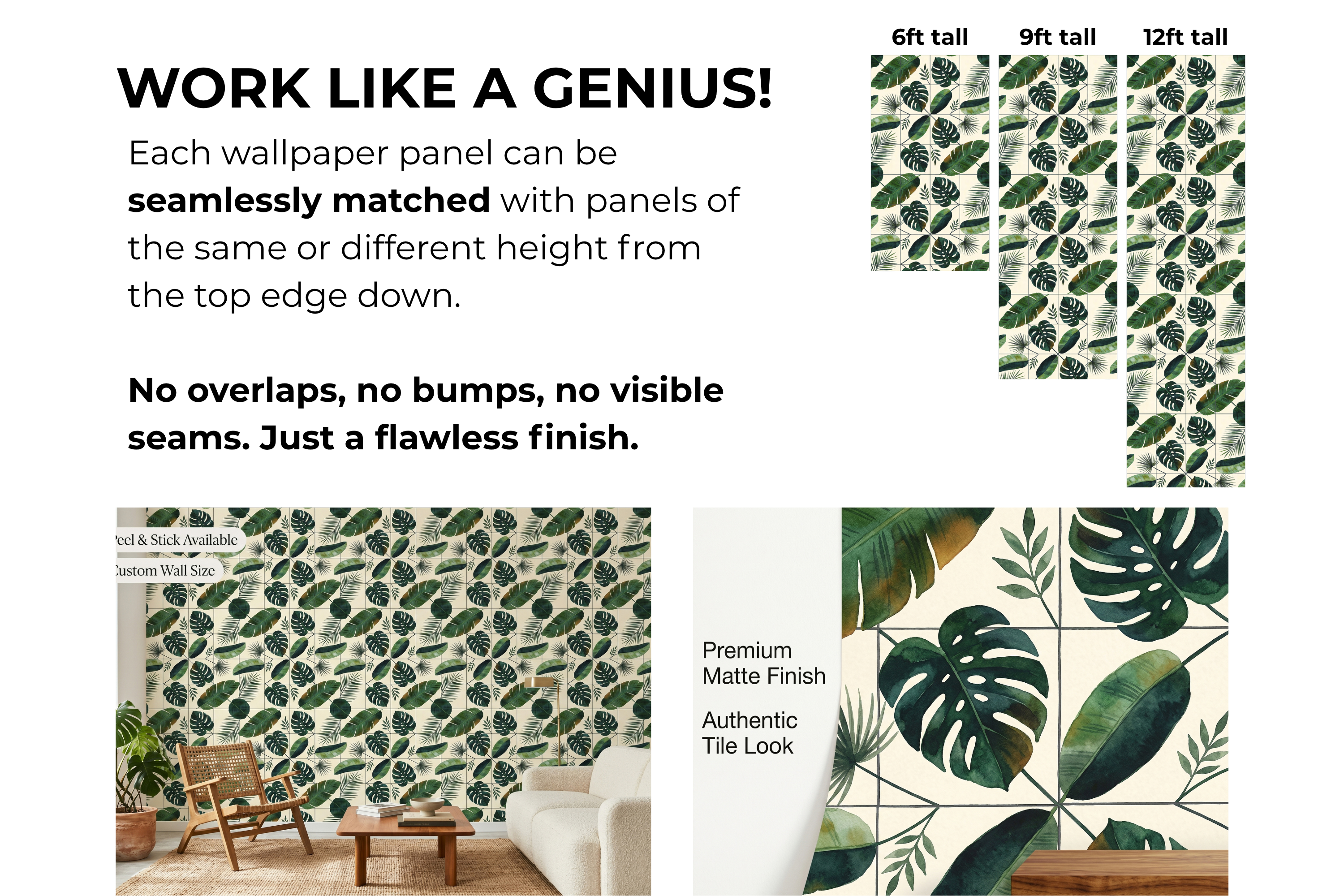 Tropical Leaf Wallpaper | Monstera & Palm Botanical Print