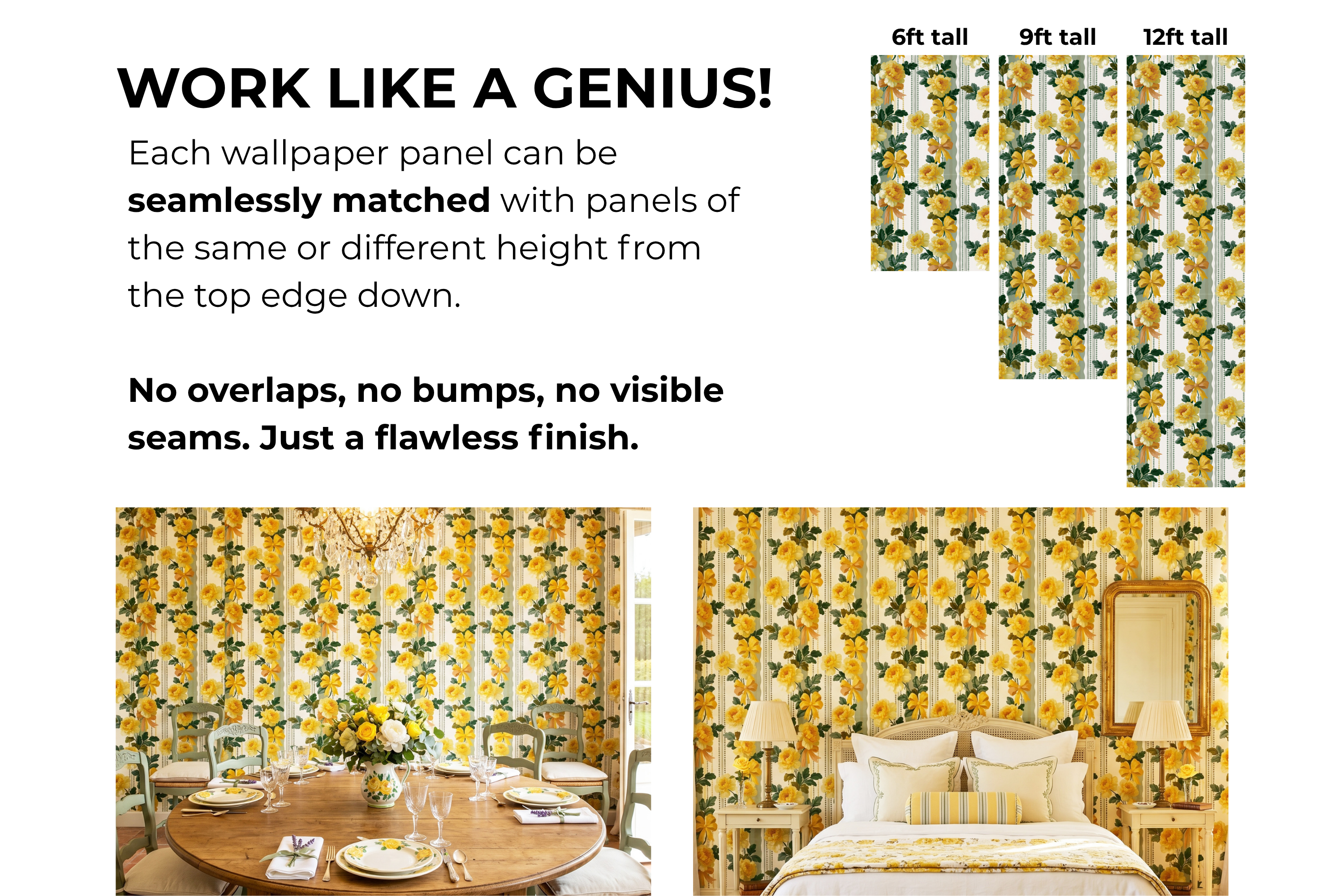 Yellow Rose Wallpaper French Vintage Floral Stripe