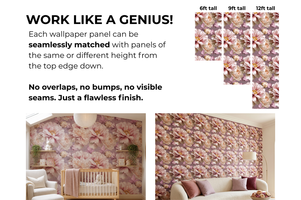 Peony Wallpaper Blush Pink Oversized Floral Bedroom Nursery
