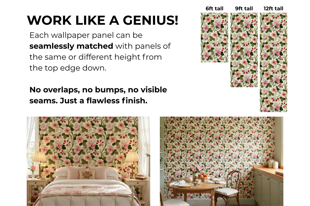Vintage Wild Rose Botanical Wallpaper English Country Heritage Floral Peel and Stick