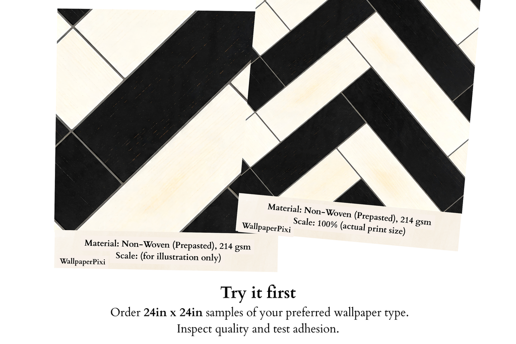 Black and White Herringbone Tile Wallpaper