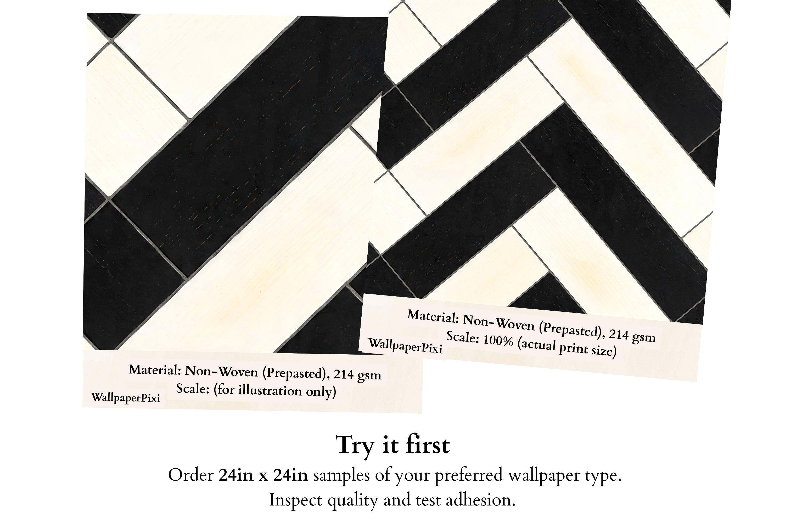 Black and White Herringbone Tile Wallpaper