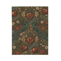 Vintage William Morris Peacock Plush Throw Blanket Botanical Pomegranate Velvety Throw