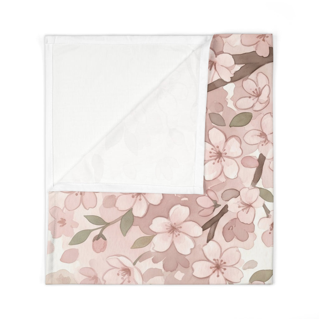 Watercolor Reading Bear Jersey Baby Swaddle Blanket Cherry Blossom Nursery Throw