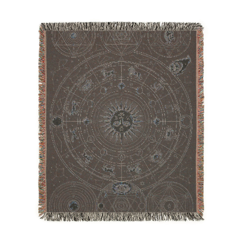 Vintage Esoteric Zodiac Woven Throw Blanket Sacred Geometry Tapestry