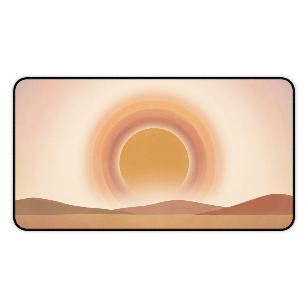 Minimalist Boho Sunset Desk Mat Warm Desert Landscape Art Aesthetic Pad