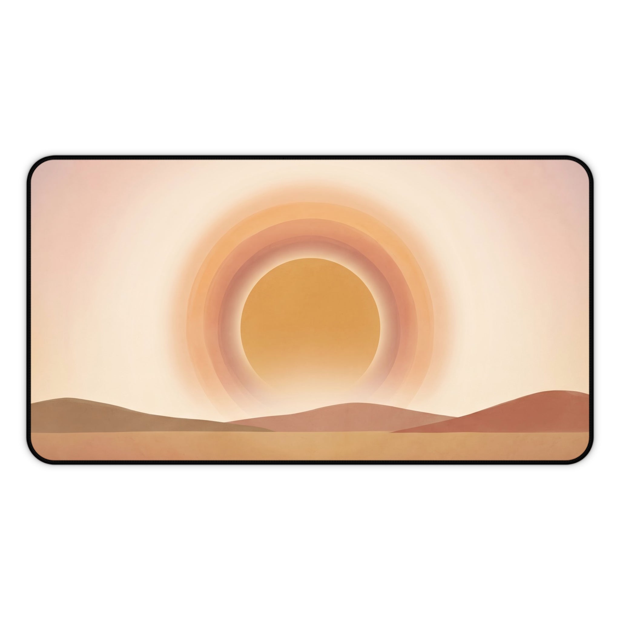 Minimalist Boho Sunset Desk Mat Warm Desert Landscape Art Aesthetic Pad