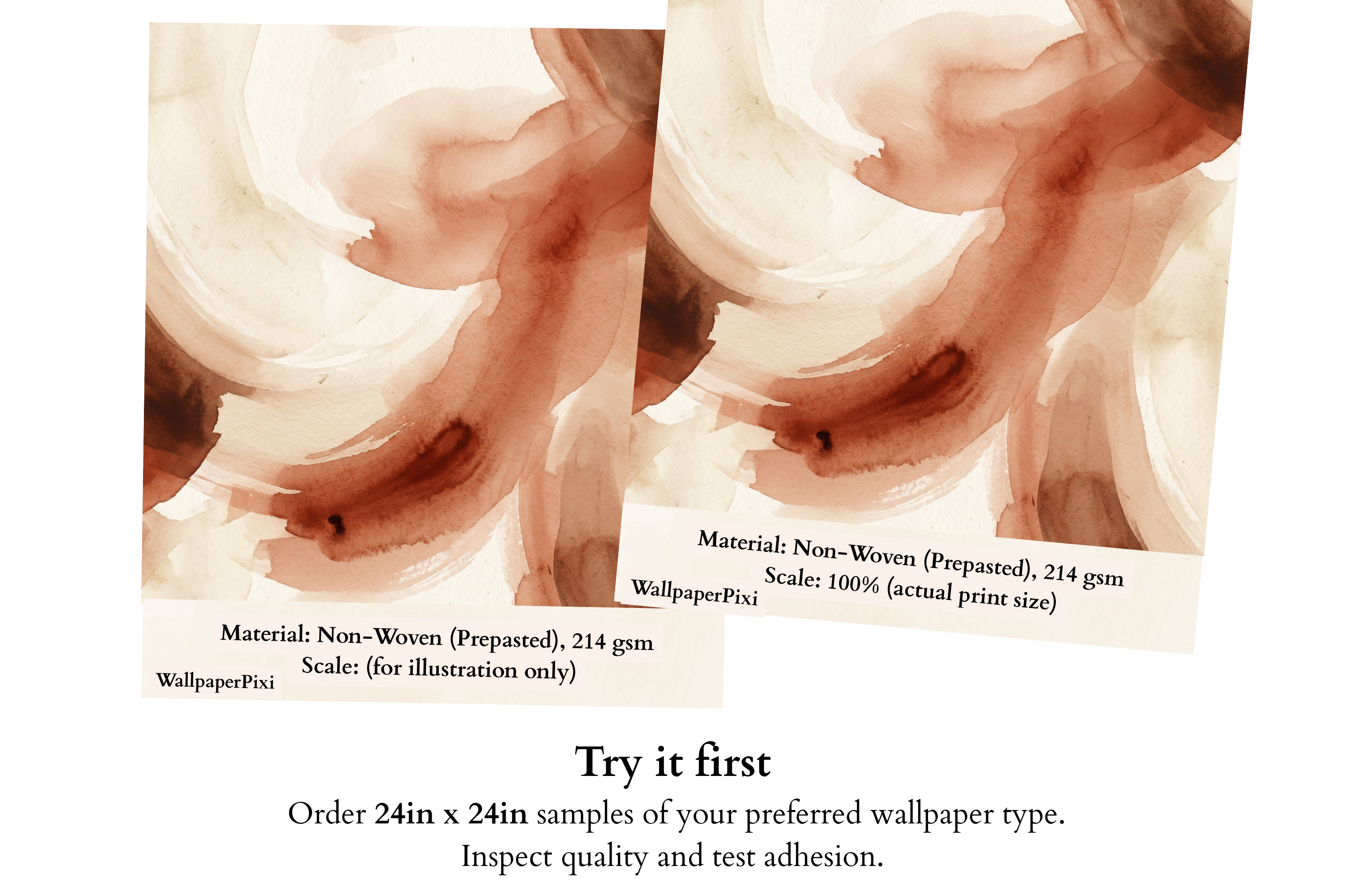Terracotta Abstract Watercolor Swirl Wallpaper | Earthy Boho Wall Mural