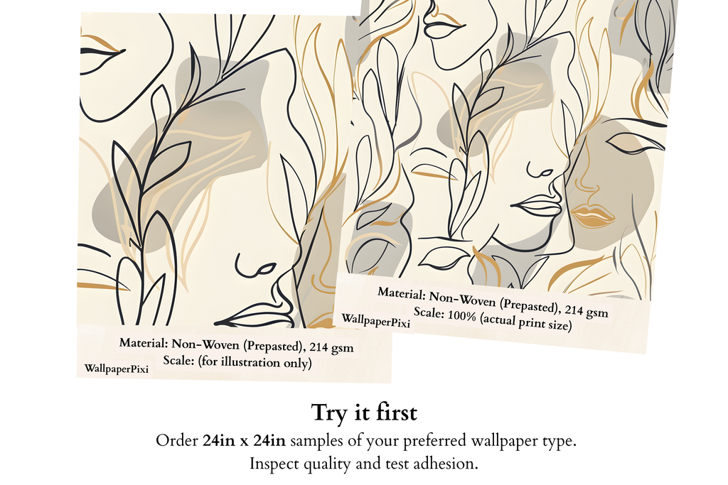 Minimalist Line Art Face Wallpaper | Abstract Botanical Female Portrait Design