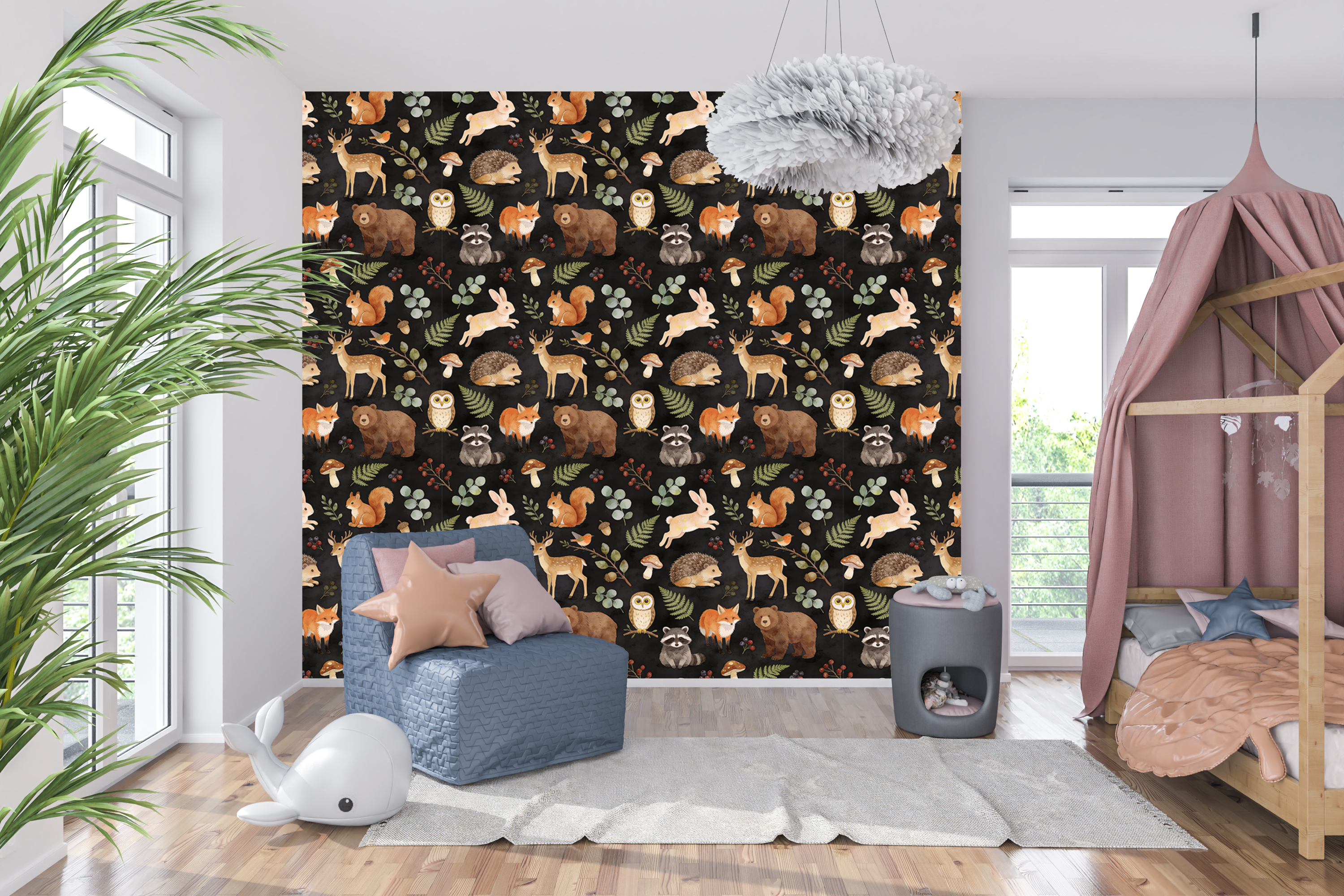Woodland Animals Wallpaper Dark Forest Nursery Wall Decal