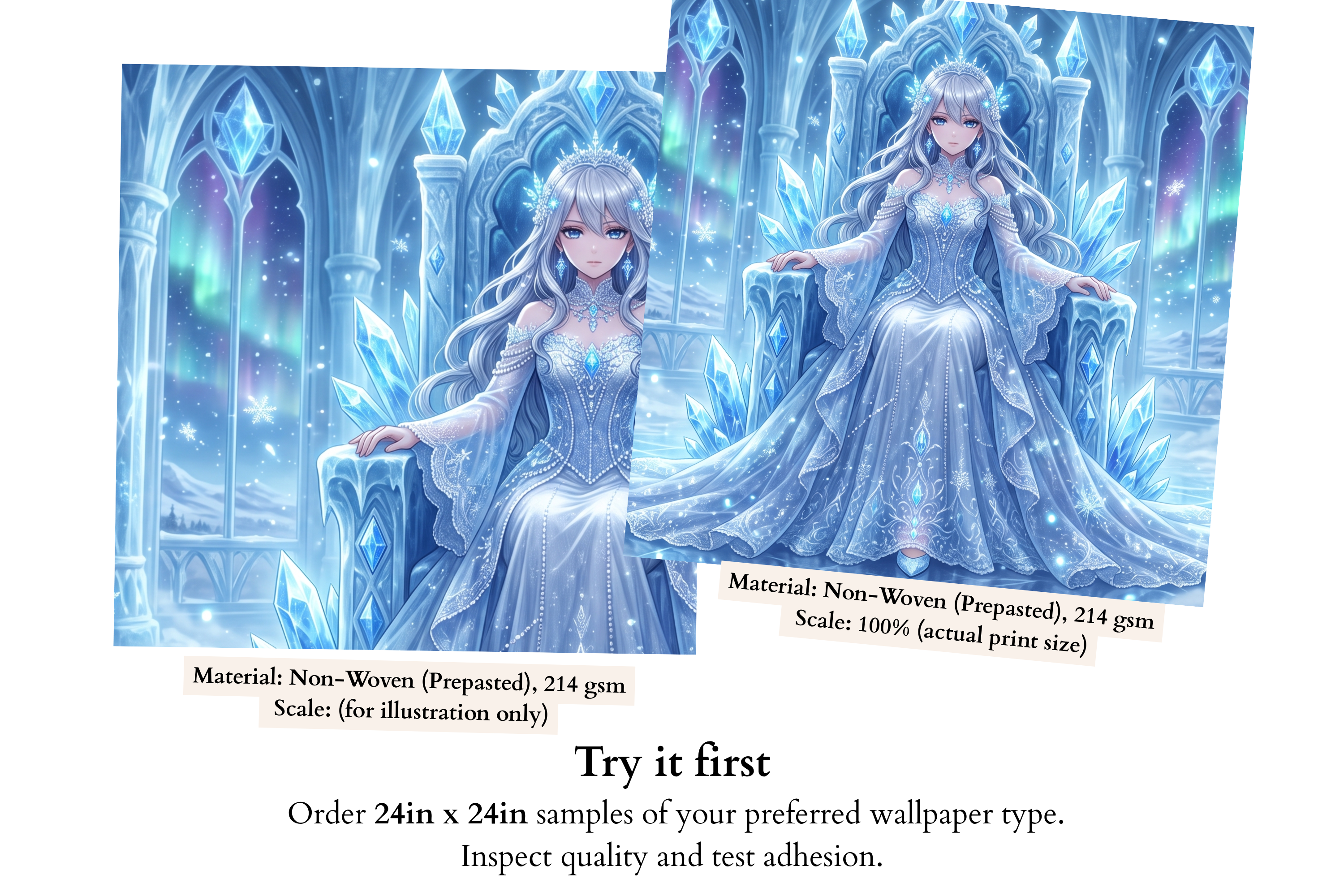 Anime Ice Queen Crystal Palace Mural Majestic Winter Fantasy Wallpaper