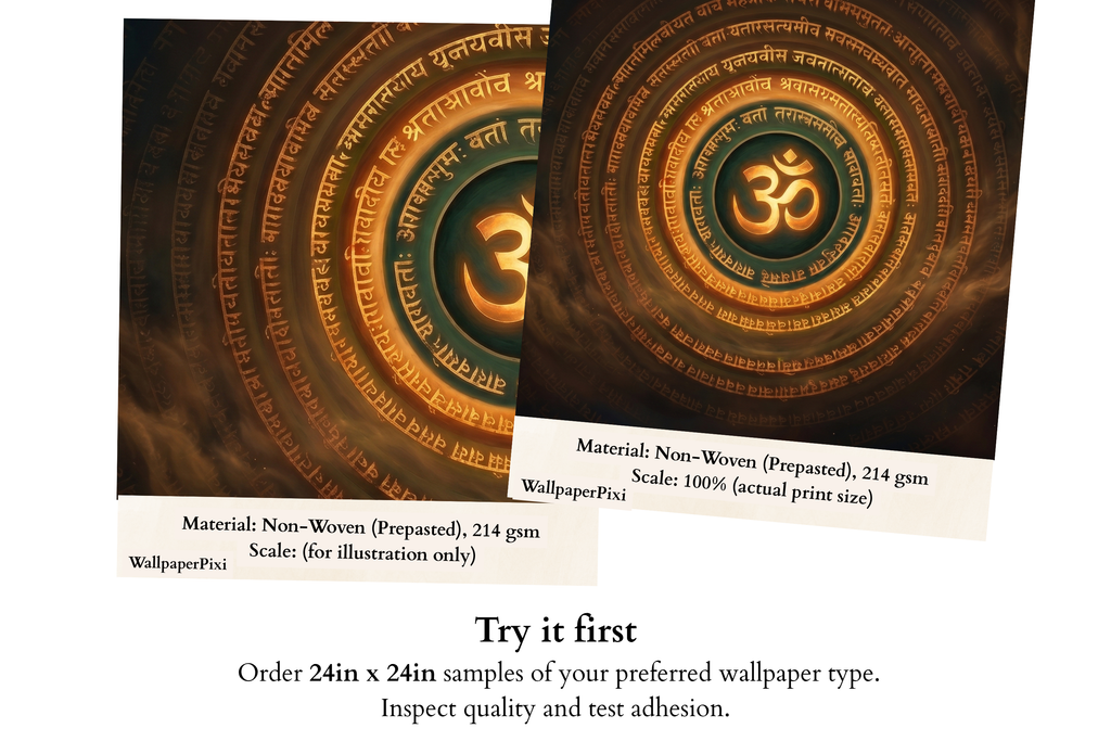 Om Symbol Mandala Wall Mural | Dark Cosmic Sanskrit Meditation Design