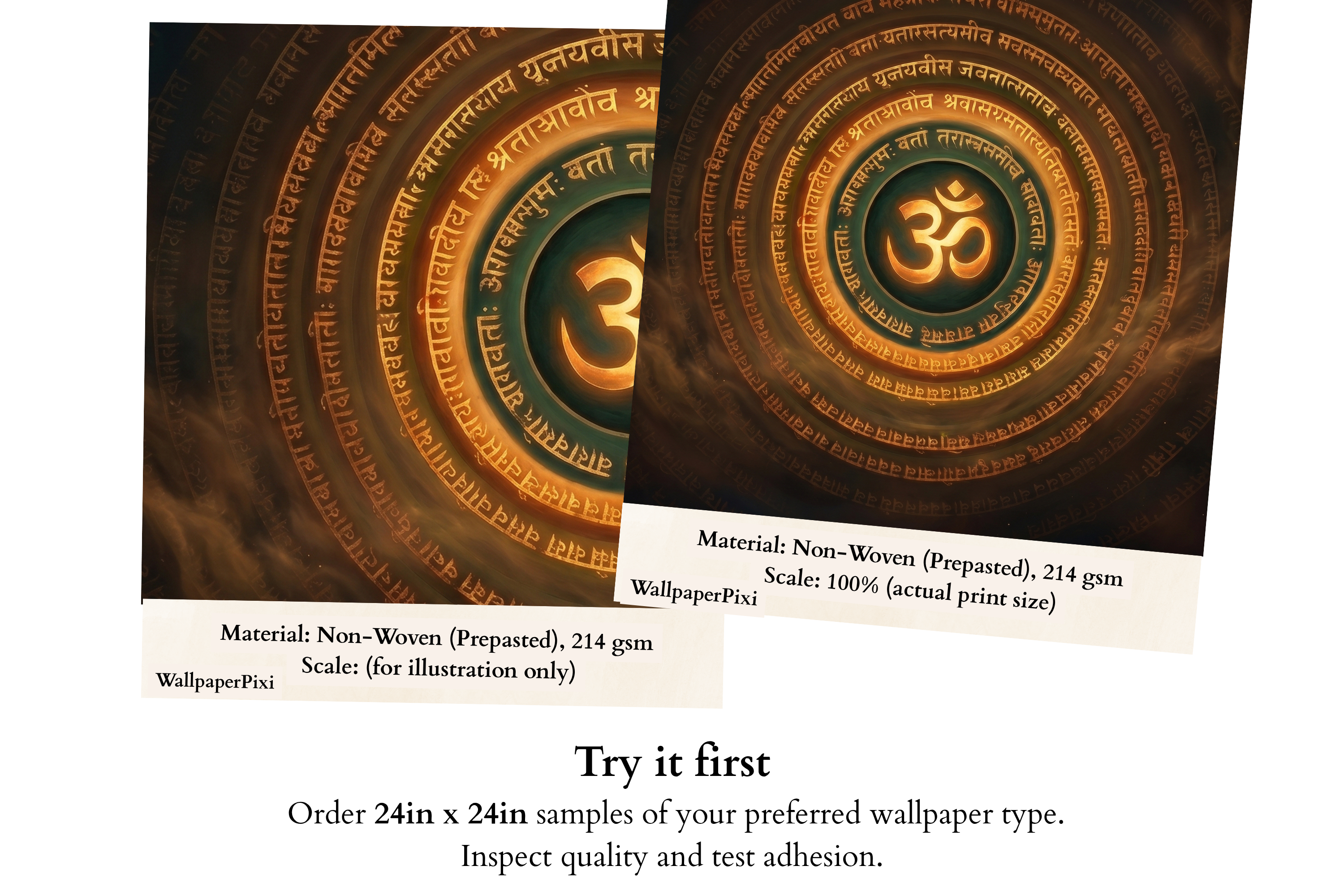 Om Symbol Mandala Wall Mural | Dark Cosmic Sanskrit Meditation Design