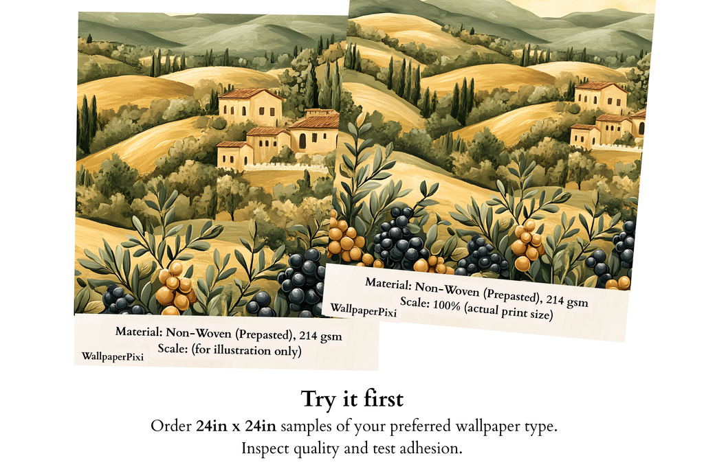 Tuscan Landscape Wall Mural | Italian Countryside Olive Grove Scenic Design